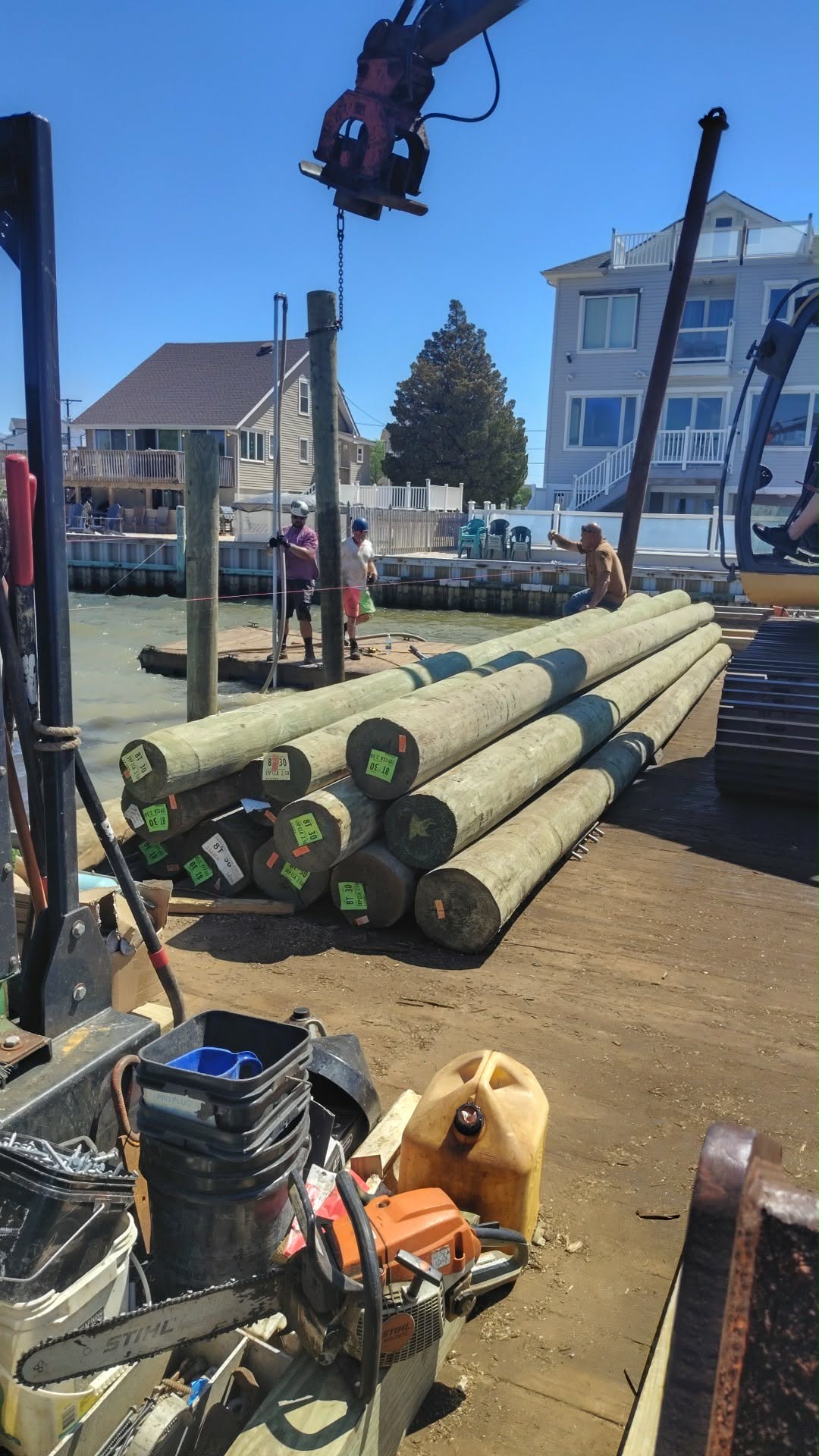Engineered deck framing in progress